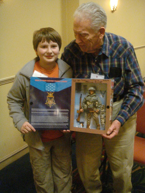 Francis Currey MOH and Ned Rozell March 2010-Ned is friends with the last WWII Medal of Honor recipient in NY and NE, Frances Currey. Yes, the special edition GI Joe he signed for Ned is 19 yr. old Frank!