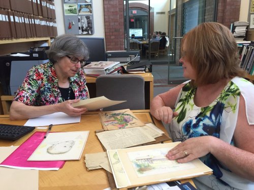 Chriss Brown when she first started showing Mr. Abadi's drawings to USHMM curator Judith Cohen. #USHMMCurators