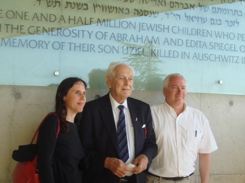 Varda Weisskopf, liberator Frank Towers, Matthew Rozell at Yad Vashem, May, 2011.